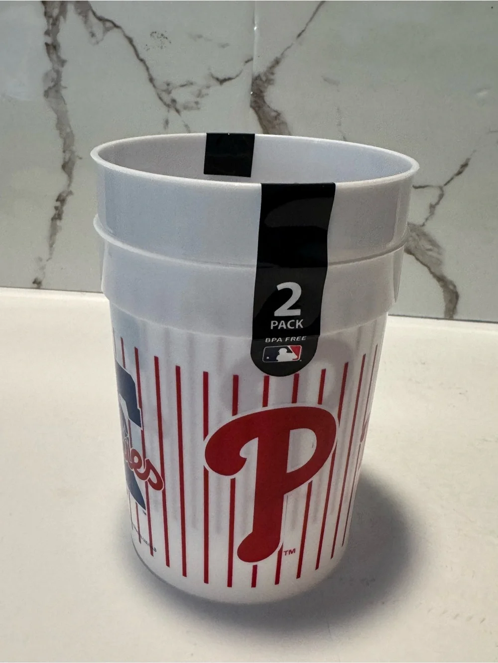 MLB Phillies White, Red & Blue Plastic Cup